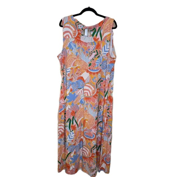 Talbots Women's 2X Jersey Maxi Dress Marvelous Floral Multicolor Stretch NWT - Picture 2 of 8